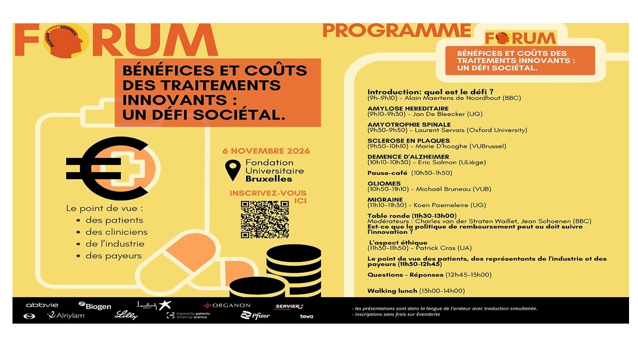 Forum du Belgian Brain Council —                                              6 novembre 2026 à Bruxelles